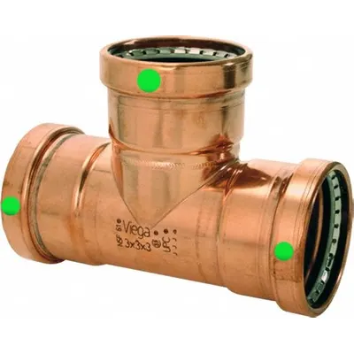 VIEGA PROPRESS Copper Tee: Tee, 4 in CTS x 4 in CTS x 1/2 in CTS size, Copper - Plumbing Copper & Bronze Press Tube Fittings