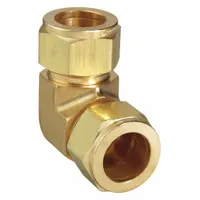 PARKER Compression Fitting Elbow: 3/4 in OD x 3/4 in OD Size, Compression x Compression, Brass (MPN 12-12 EBZ-B)