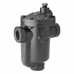 Cast iron, in-line configured inverted-bucket steam trap with 3/4 inch FNPT connections. Maximum capacity of 1,062 lb/hr at 15 psig and maximum temperature of 450°F. Designed for horizontal installation. Strainer not included. Used to automatically drain condensate from steam lines in heating and process systems.