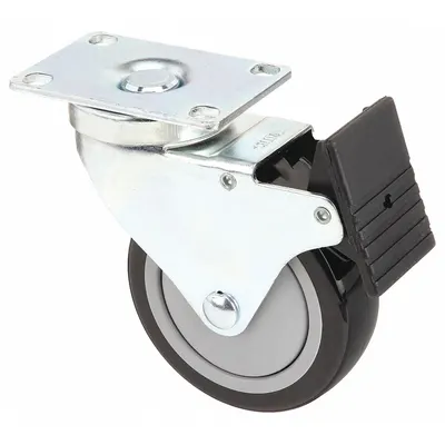 80/20 Swivel Caster: 10 Series/15 Series, Polyurethane/Steel, 4 in Wheel Dia - Swivel Plate Casters