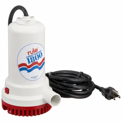 RULE Plug-In Utility Pump: 1/4 hp, 3/32 in Max. Dia. Solids, Continuous Duty - Light-Duty Submersible Electric-Operated Utility Pumps