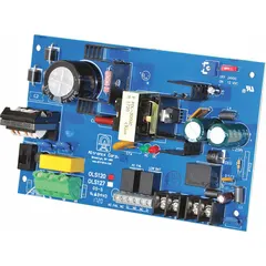 The ALTRONIX OLS120 is an off-line power supply board that converts 115V AC input to a regulated 12/24 VDC output at 4 A. Constructed with phenolic/fiberglass material, it is suitable for use in control panels, security systems, and automation equipment requiring a reliable DC power source.