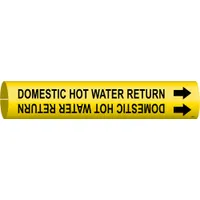 Pipe Marker: Domestic Hot Water Return, Yellow, Black, Fits 2 1/2 to 3 7/8 in Pipe O.D., With Arrows (MPN 4052-C)