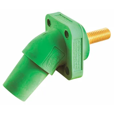 HUBBELL Single Pole Receptacle: Green, Angled Taper Nose Mating, Threaded Stud Termination - Receptacles with Threaded Stud Terminations