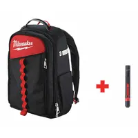 MILWAUKEE Tool Backpack: 14 in W 18 in H, Polyester, Black/Red, 18 Inside Pockets, Polyester (MPN 48-22-8202, 2105)