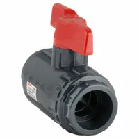 ASAHI Manual Two-Way Ball Valve: 1 1/4 in, PVC, Straight, Socket x Socket, Full Port Ball Port, Tee (MPN 161070012)
