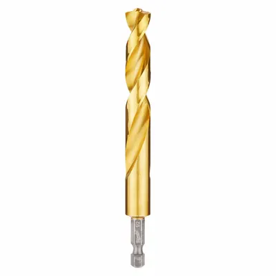 MILWAUKEE Hex Shank Drill Bit: 1/2", 135° Split Point, TiN-Coated HSS - Milwaukee Shockwave Impact Duty Drill Bits