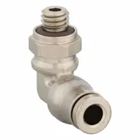 LEGRIS Push-Fit Elbow Fitting: 4 mm OD x 6 mm Pipe Size, Push-to-Connect x Metric, Brass, Silver (MPN 3699 04 52)