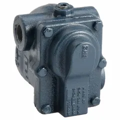 Cast iron float and thermostatic steam trap with stainless steel float, designed for horizontal installation. FNPT connection size 3/4 in, maximum capacity 1,150 lb/hr, maximum pressure 175 psi, maximum temperature 377°F. Used to automatically drain condensate from steam lines while preventing steam loss in heating processes, steam mains, and tracer lines.