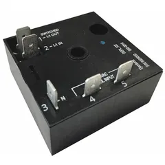Relay/timer with a 45-second timing cycle, used in plumbing and HVAC control systems to sequence pumps or fans and prevent short cycling. Suitable for industrial and commercial applications requiring timed operation.