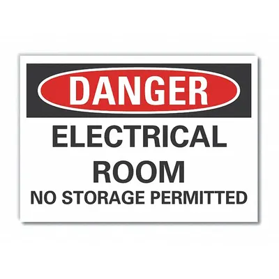 LYLE Electrical Hazard Danger Reflective Label: Reflective Sheeting - Danger: Electrical Room No Storage Permitted Signs
