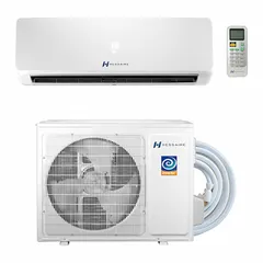 Wall-mount mini-split air handler/condenser for heating and cooling spaces from 1,000 to 1,200 sq ft. Operates on 230V AC. Suitable for residential and light commercial applications where ducted systems are impractical.