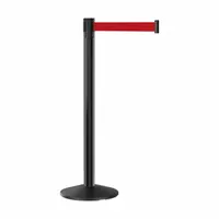 RETRACTA-BELT Barrier Post with Belt: Red, No Pattern, No Legend, 9 ft Belt Lg, Black, 9 ft x 2 in (MPN PHD101BA-RD9)