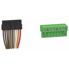 Connector for Modicon M171 series controllers. Used to establish secure electrical connections in industrial control panels and automation systems. Suitable as a replacement or accessory for Schneider Electric Modicon M171 models.