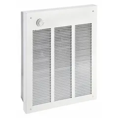 DAYTON Recessed Electric Wall-Mount Heater: 1500 W/2000 W, 208/240V AC, Single Phase, White. Key specifications — Grille Color: White; Programming Capability: Non-Programmable; Wattage Output: 1500 W/2000 W; Voltage, Phase: 208/240V AC, 1-phase; Rough-In Dimensions - H x W x D: 18-1/4 in x 14-5/8 in x 3-7/8 in; Nominal Voltage - HVAC: 208V AC; Brand: DAYTON; Phase: Single.