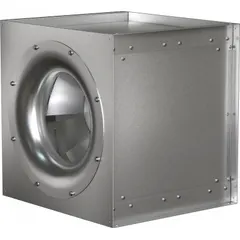 Direct-drive in-line duct blower with mixed flow wheel and included drive package. Delivers 3,725 cfm at 0.250 in SP. Features a 1-phase electronically commutated motor with totally enclosed nonventilated enclosure, rated 115/208-230V AC. CW rotation, unassembled, AMCA Certified. Suitable for ducted exhaust or supply air movement in HVAC and ventilation systems.