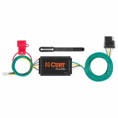 This 4-way flat electrical plug is designed for trailer lighting connections, powering tail lights, turn signals, and brake lights on light-duty trailers. Its IP67 rating provides dust-tight and water immersion protection, suitable for outdoor use. The black powder-coated finish offers corrosion resistance.