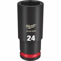 MILWAUKEE Deep Impact Socket: 1/2 in Drive Size, Metric, 24 mm Socket Size, 6-Point, Deep, Friction (MPN 49-66-6285)