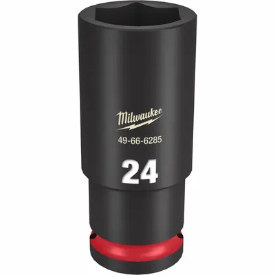 MILWAUKEE Deep Impact Socket: 1/2 in Drive Size, Metric, 24 mm Socket Size, 6-Point - 1/2" Drive Impact Sockets