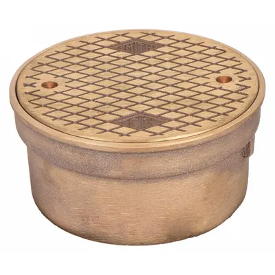 JAY R. SMITH MFG. CO Floor Cleanout: 6 in Overall Dia, 3 1/2 in Overall Ht, Bronze, Bronze - Cleanouts