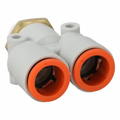 SMC KQ2U13-02AS Polybutylene & Brass Tube Fitting, 1/2 in Pipe Size, White - Polybutylene & Brass Tube Fittings