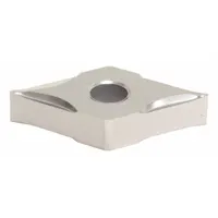 Diamond indexable turning insert for precision machining of non-ferrous metals, plastics, and composites. Provides hardness and wear resistance for finishing operations requiring tight tolerances