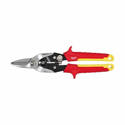 MILWAUKEE Aviation Snip: Straight, 10 in Overall Lg, 1 1/2 in Cutting Lg, Steel, TPR - Aviation Snips