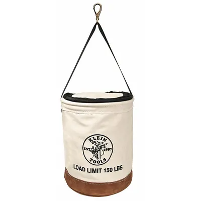 KLEIN TOOLS Bucket Bag: 17 in H, Off-White, Canvas, 1 Pockets, Zipper - Canvas Bucket Bags