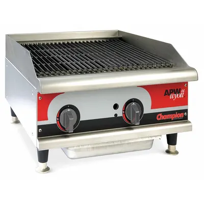 APW WYOTT Gas Radiant Charbroiler: Gas, 2 Burners, 24 in Cooking Surface Wd - Charbroilers