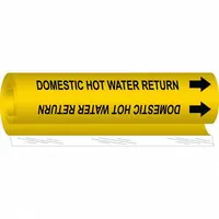 Pipe Marker: Domestic Hot Water Return, Yellow, Black, Fits 1/2 to 1 3/8 in Pipe O.D., With Arrows (MPN 5676-O)