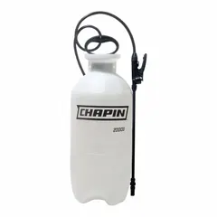 This CHAPIN handheld sprayer features a 3-gallon poly tank and operates at 60 psi with a maximum spray distance of 25 feet. The adjustable nozzle allows for targeted application, making it suitable for spot treatment of pesticides in lawn, garden, and agricultural settings.
