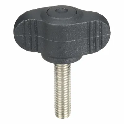 KIPP Hand Knob: Wing, Plastic w/ SS Thread, M5 Thread, 20 mm Thread Lg - Wing Knobs with Threaded Stud