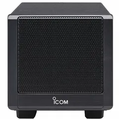 External speaker compatible with ICOM R8600 series radios. Operates on 110 V AC power. Provides clear audio output for monitoring communications in radio communication setups.