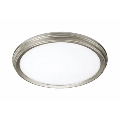 LED Flush Mount: 11 in Dia, Brushed Nickel, 1 3/4 in Ht, 900 lm, 3000K/4000K/5000K - Standard Round Surface-Mount Downlights