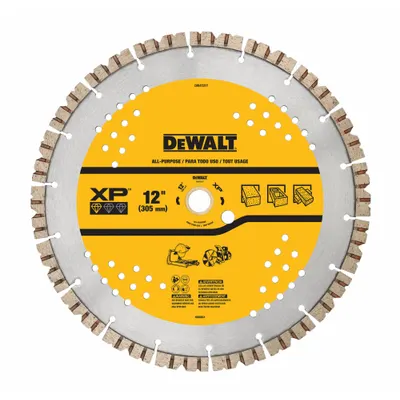 DEWALT Diamond Saw Blade: Block/Brick/Concrete, 12 in Blade Dia., 1 in Arbor Size - Concrete & Asphalt-Cutting Blades