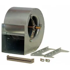 Belt-drive blower without drive pack, with 11 1/8-inch wheel diameter. Rotation is field-adjustable for clockwise or counterclockwise airflow. Suitable for medium-duty air movement in industrial HVAC and ventilation systems.
