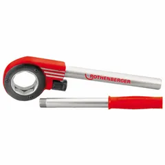 Replacement ratchet handle designed for Super Cut threaders. Compatible with a minimum pipe size of 1 1/4 inches. Used in manual pipe threading operations for plumbing and mechanical applications.