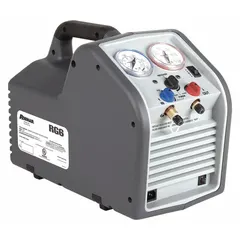 The ROBINAIR RG6 is a refrigerant recovery machine designed for R-410A. It complies with UL (ARI-740) standards, ensuring safe and efficient recovery of this specific refrigerant type. Suitable for use in HVAC service, repair, or decommissioning of systems containing R-410A.