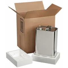 This POLAR TECH shipping kit is a 275# rated container designed to hold two 1-gallon paint cans. It is constructed of brown corrugated material and meets UN/USA D.O.T. Approved Containers standards with a UN Rating Solid of 4G/Y6.7/S. Suitable for transporting paint cans in industrial and commercial packaging applications.
