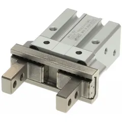 Two-finger parallel gripper with 6 mm stroke. Operating pressure range 15 psi to 101 psi. Suitable for pick-and-place, assembly, and material handling tasks in automated systems.