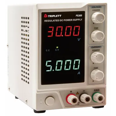 TRIPLETT Power Supply: Digital DC, Included, 8.3 in H x 4.1 in W x 6.1 in D, 2 Displays - Digital DC Power Supplies