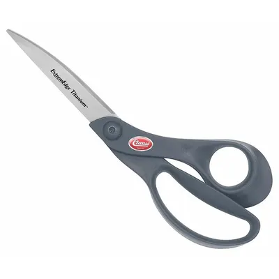 CLAUSS Shop Shears: Right-Hand, 8 in Overall Lg, Straight, Titanium Bonded, Pointed - Offset Plastic-Handle Scissors