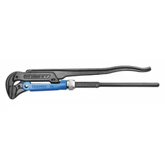 Serrated, plier-type Swedish pipe wrench with 4 in jaw capacity and 30 in overall length. Used for gripping and turning pipes, fittings, and round stock in plumbing and maintenance applications.