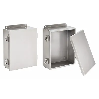 HOFFMAN Enclosure: 304 Stainless Steel, 10 in x 8 in x 4 in, NEMA 12/3R/4/4X, Solid Cover - Stainless Steel Enclosures