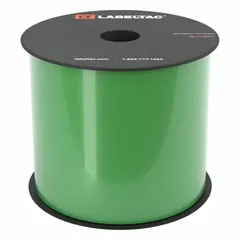This thermal transfer continuous label roll is made of green gloss vinyl, measuring 4 inches by 75 feet. It is designed for indoor and outdoor use and is compatible with LabelTac Pro 2 printers. Typical applications include creating durable labels and signs for safety identification and facility marking.