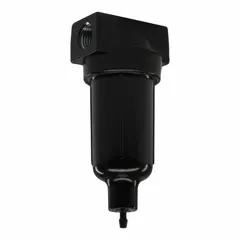 Parker 14F17AB particulate filter for compressed air systems. Features 1/4 in NPT ports, 40 micron filtration, 24 scfm flow capacity, and 250 psig maximum operating pressure. Metal bowl with Auto Pulse Drain for automatic condensate removal. Removes solid contaminants to protect downstream pneumatic equipment.