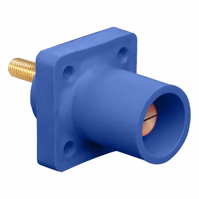 LEVITON Single Pole Receptacle: Blue, Straight Taper Nose Mating, Threaded Stud Termination - Receptacles with Threaded Stud Terminations