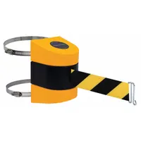 TENSABARRIER Retractable Belt Barrier: Hose Clamp Mounting Plate, 15 ft Belt Lg, Pattern, No Legend (MPN 897-15-C-35-NO-D4X-A)