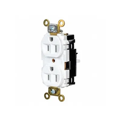 HUBBELL Receptacle: Duplex, 5-15, White, 125V AC, 15 A, 2 Pole / 3 Wire (MPN HBL5262STW) - General Purpose Receptacles
