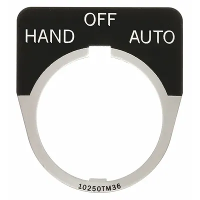 EATON Legend Plate: 30 mm Panel Mounting Size, Half-Round, 1 5/8 in Overall Wd - Push-Button Rings & Plates